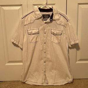 Mens buckle pearl snap short sleeve button down